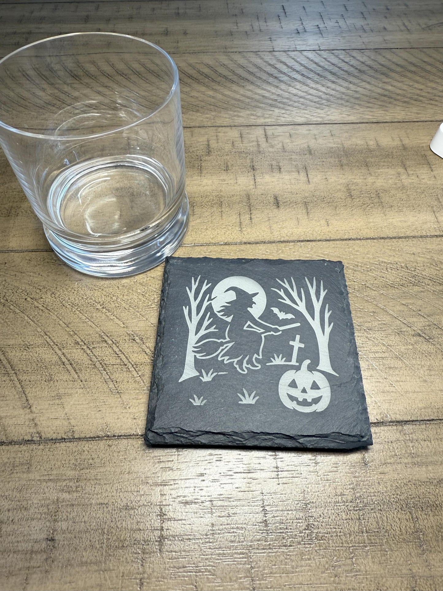 Set of 4 Wicked Witch Coaster Set | Spooky Halloween House Slate Coasters for Home Decor | Can be Personalized!