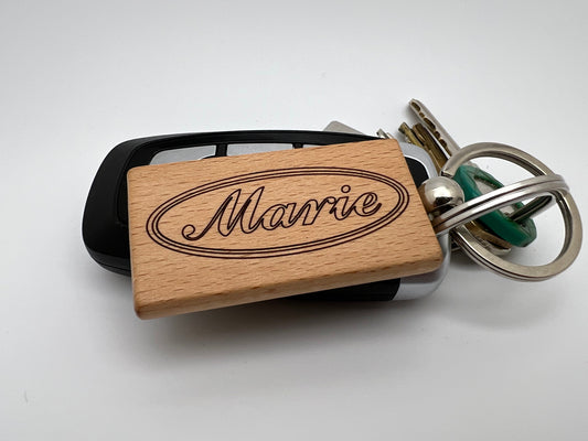 Laser Engraved Custom Key Chain- Double Sided- Wooden Promotional Key Chains