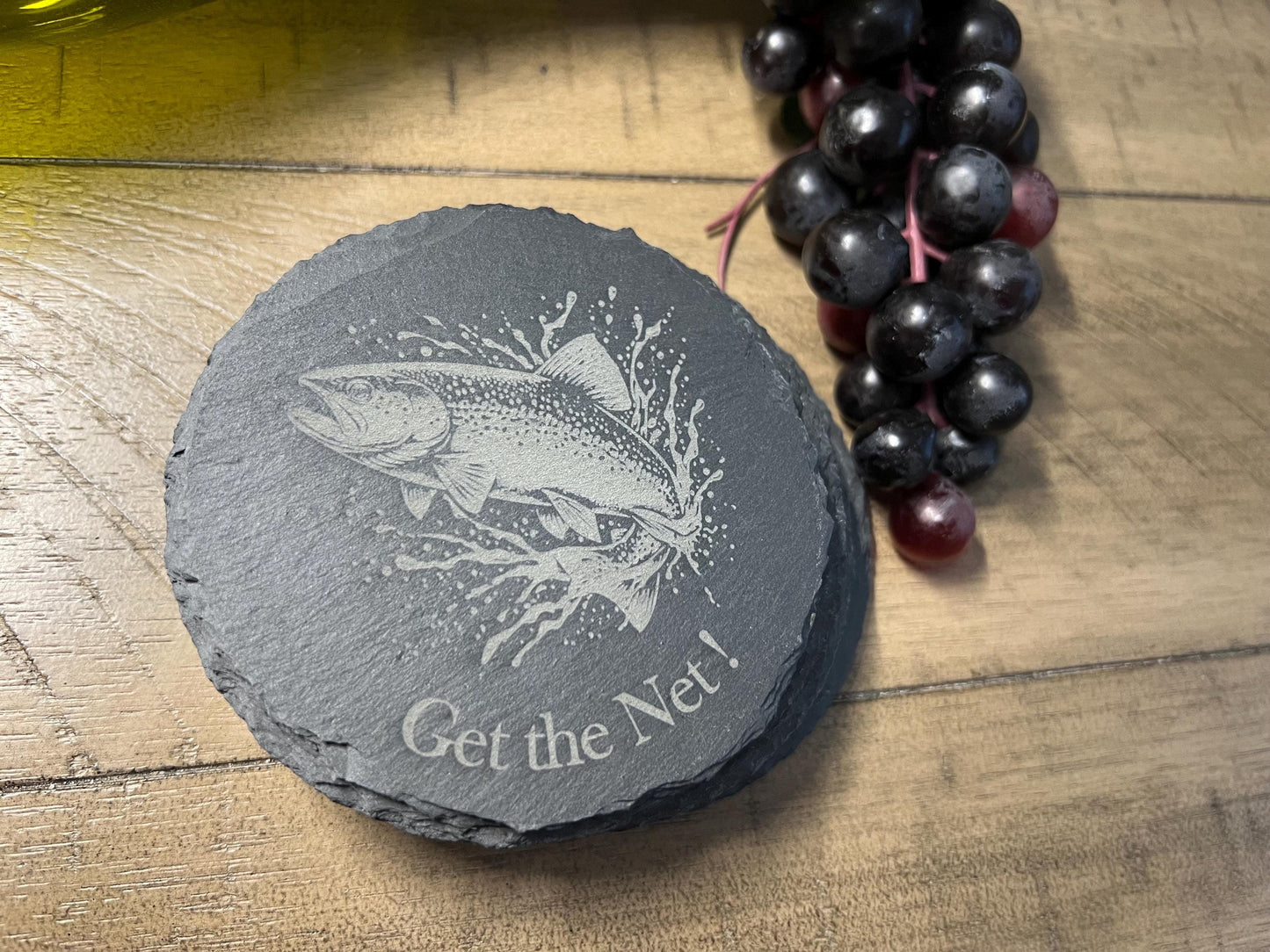 Set of 4 Fishing Slate Coaster- Trout- Personalized