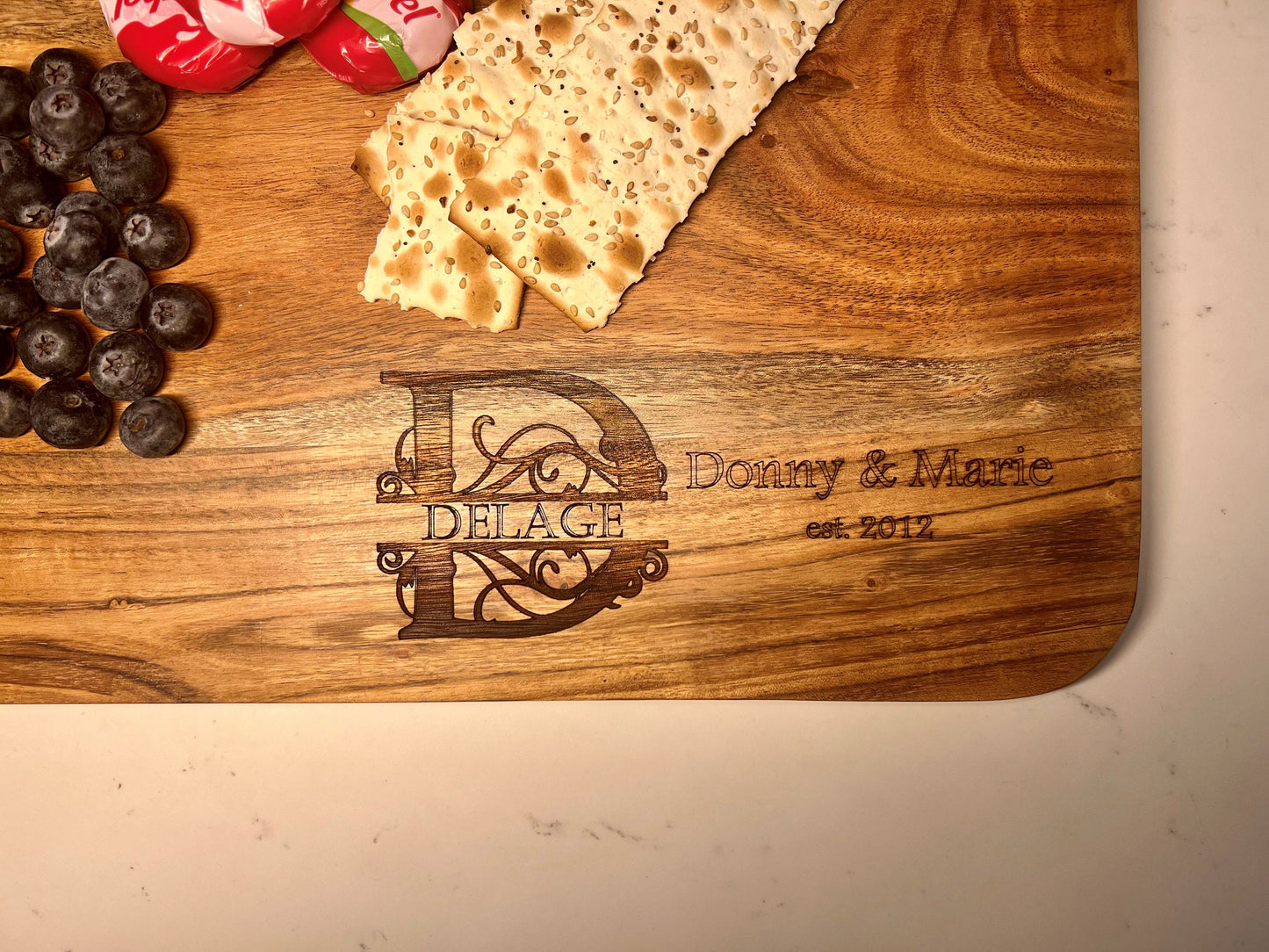 Large Personalized Laser Engraved Acacia Charcuterie Board