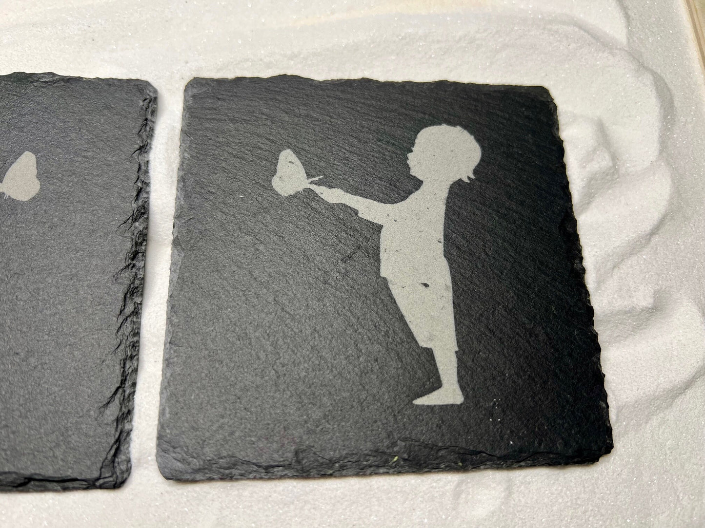 Set of 4 Child Holding a Butterfly Slate Coasters