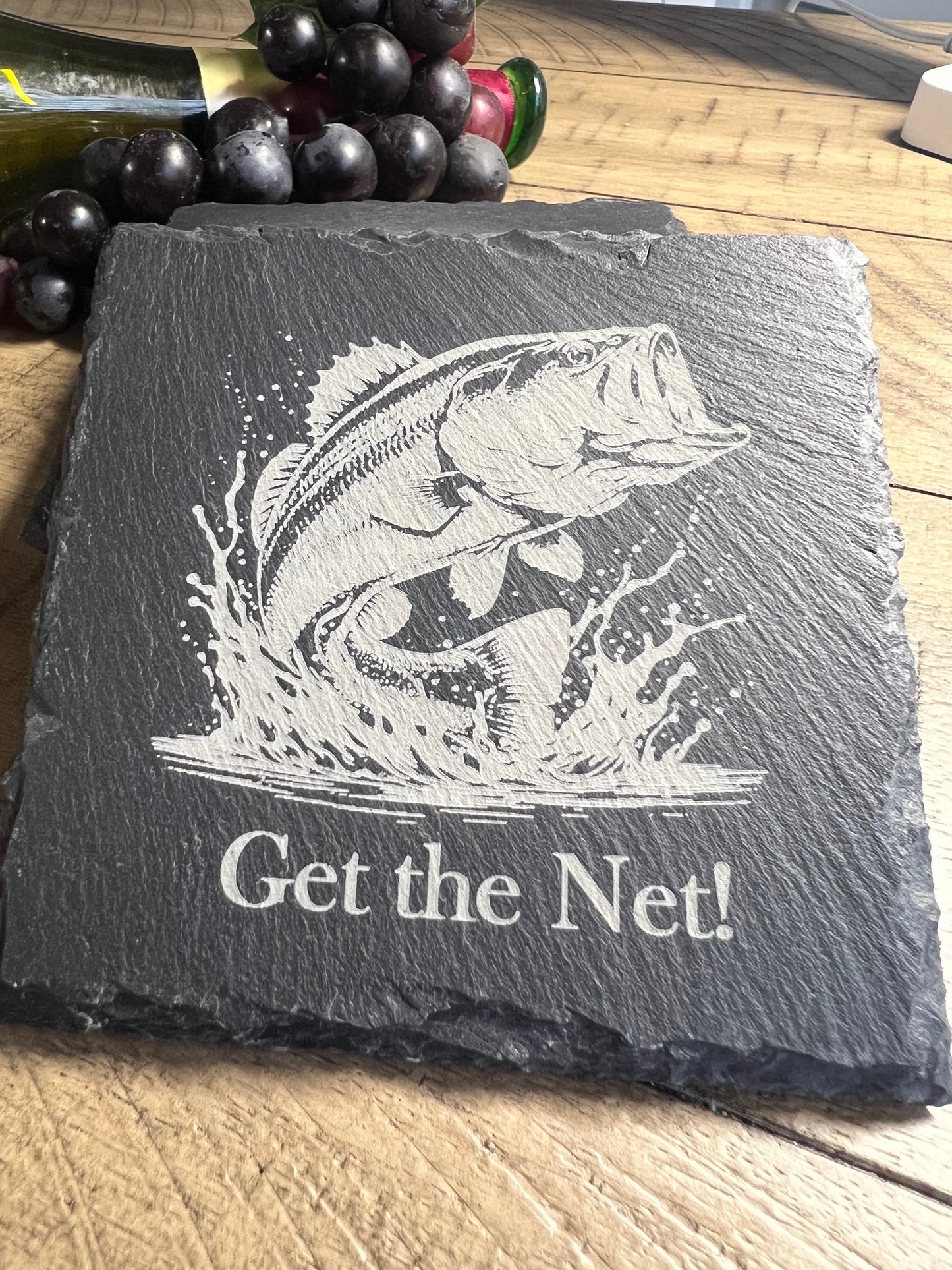 Set of 4 Bass Fishing Slate Coaster- Can be personalilzed!