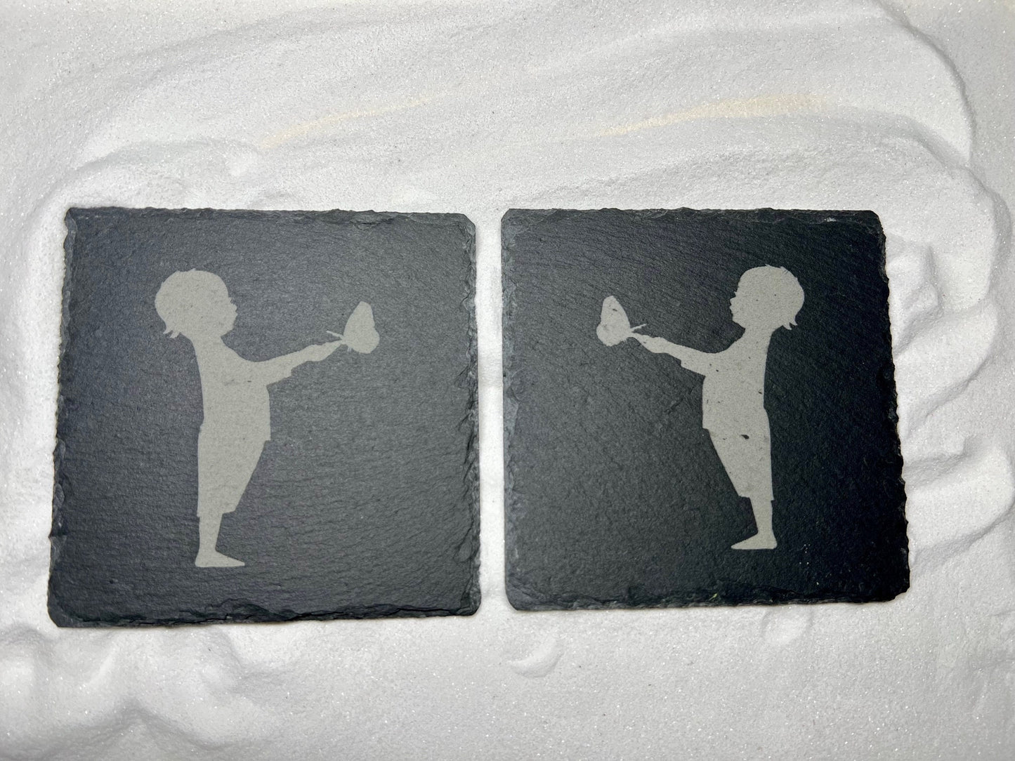 Set of 4 Child Holding a Butterfly Slate Coasters