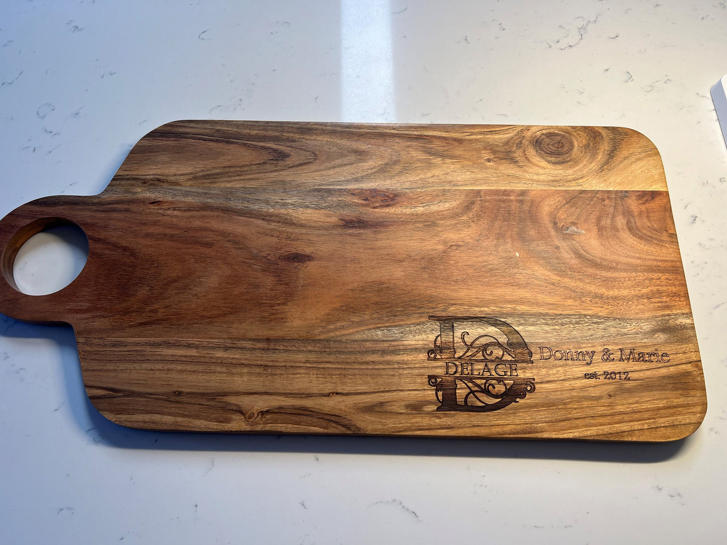 Large Personalized Laser Engraved Acacia Charcuterie Board