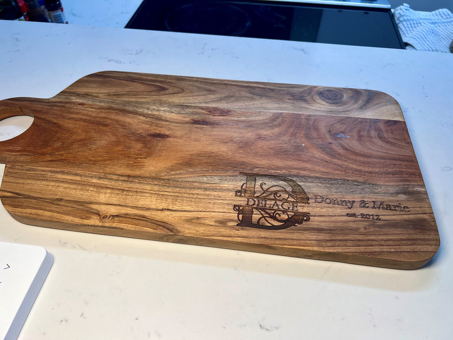 Large Personalized Laser Engraved Acacia Charcuterie Board