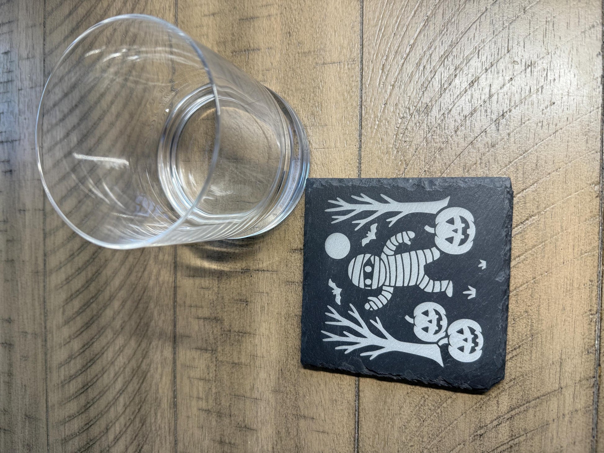 Set of 4 Haunted Mummy Coaster Set | Spooky Halloween Slate Coasters for Home Decor | Can be Personalized!