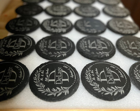 Qty 24 Bulk Laser Personalized Engraved Slate Coasters